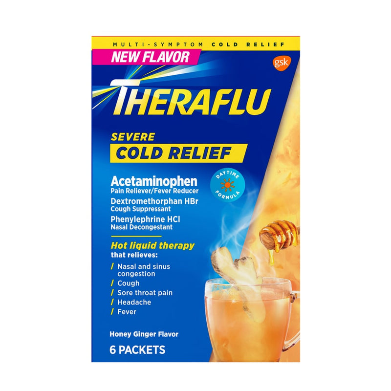 Theraflu Theraflu Daytime Severe Cold Relief Honey Ginger Flavor Powder Health & Beauty Dark Cyan