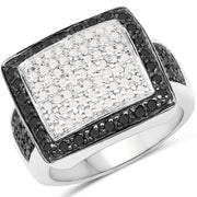 Bids.com 0.61 Carat Genuine Black Diamond and White Diamond .925 Sterling Silver Ring Rings White Smoke size 6.00,size 7.00,size 8.00,size 9.00