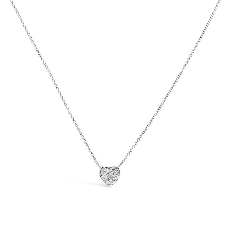 Bids.com 14K White Gold 1/4 Cttw Diamond Composite Heart Pendant Necklace - 18" Inches Necklaces White Smoke White.Gold / 18