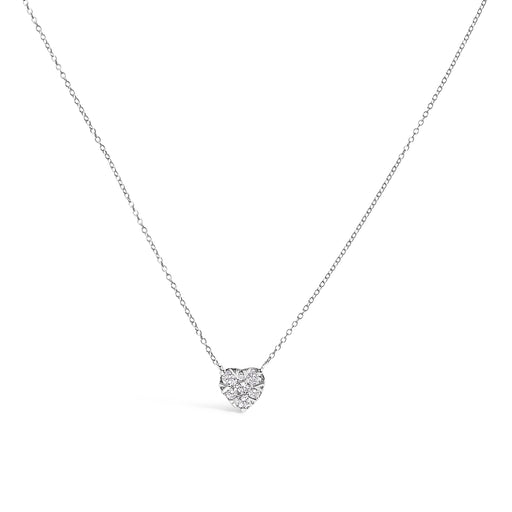 Bids.com 14K White Gold 1/4 Cttw Diamond Composite Heart Pendant Necklace - 18" Inches Necklaces White Smoke White.Gold / 18