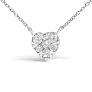 Bids.com 14K White Gold 1/4 Cttw Diamond Composite Heart Pendant Necklace - 18" Inches Necklaces White Smoke White.Gold / 18