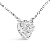 Bids.com 14K White Gold 1/4 Cttw Diamond Composite Heart Pendant Necklace - 18" Inches Necklaces White Smoke White.Gold / 18