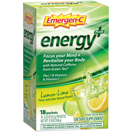Emergen-C Emergen-C Energy+ (18 Count, Lemon-Lime Flavor) Dietary Supplement Drink Mix With Caffeine, 0.32 Ounce Packets Vitamins & Supplements Seashell