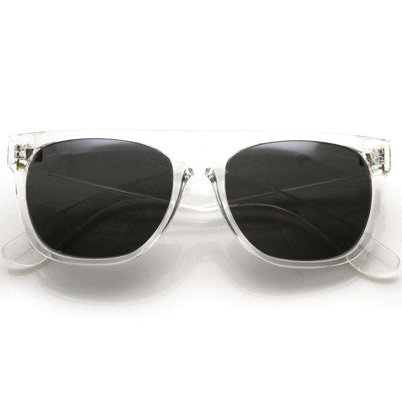 zeroUV Hipster Super Flat Top Retro Horned Rim Sunglasses 8066 Sunglasses White Smoke Clear Mirror