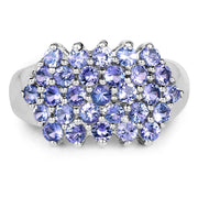 Bids.com 2.03 Carat Genuine Tanzanite .925 Sterling Silver Ring Rings White Smoke size 6.50,size 7.50,size 6.00,size 7.00,size 8.00,size 9.00,size 5.00