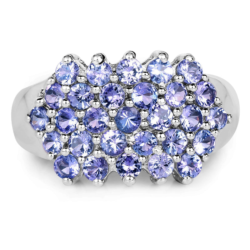 Bids.com 2.03 Carat Genuine Tanzanite .925 Sterling Silver Ring Rings White Smoke size 6.50,size 7.50,size 6.00,size 7.00,size 8.00,size 9.00,size 5.00