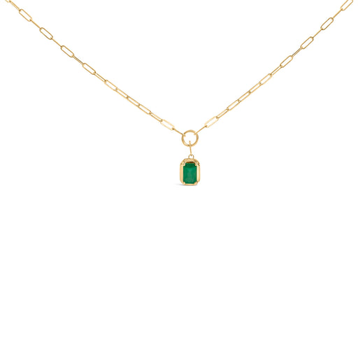 Bids.com 10K Yellow Gold Emerald Cut 6x4 MM Green Emerald Solitaire Pendant Necklace - 18 inch Necklaces White Smoke Yellow.Gold / 18