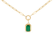 Bids.com 10K Yellow Gold Emerald Cut 6x4 MM Green Emerald Solitaire Pendant Necklace - 18 inch Necklaces White Smoke Yellow.Gold / 18