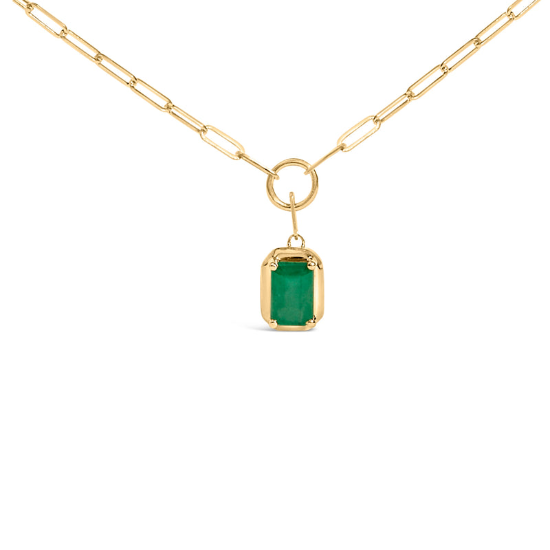 Bids.com 10K Yellow Gold Emerald Cut 6x4 MM Green Emerald Solitaire Pendant Necklace - 18 inch Necklaces White Smoke Yellow.Gold / 18