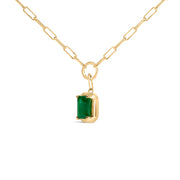 Bids.com 10K Yellow Gold Emerald Cut 6x4 MM Green Emerald Solitaire Pendant Necklace - 18 inch Necklaces White Smoke Yellow.Gold / 18
