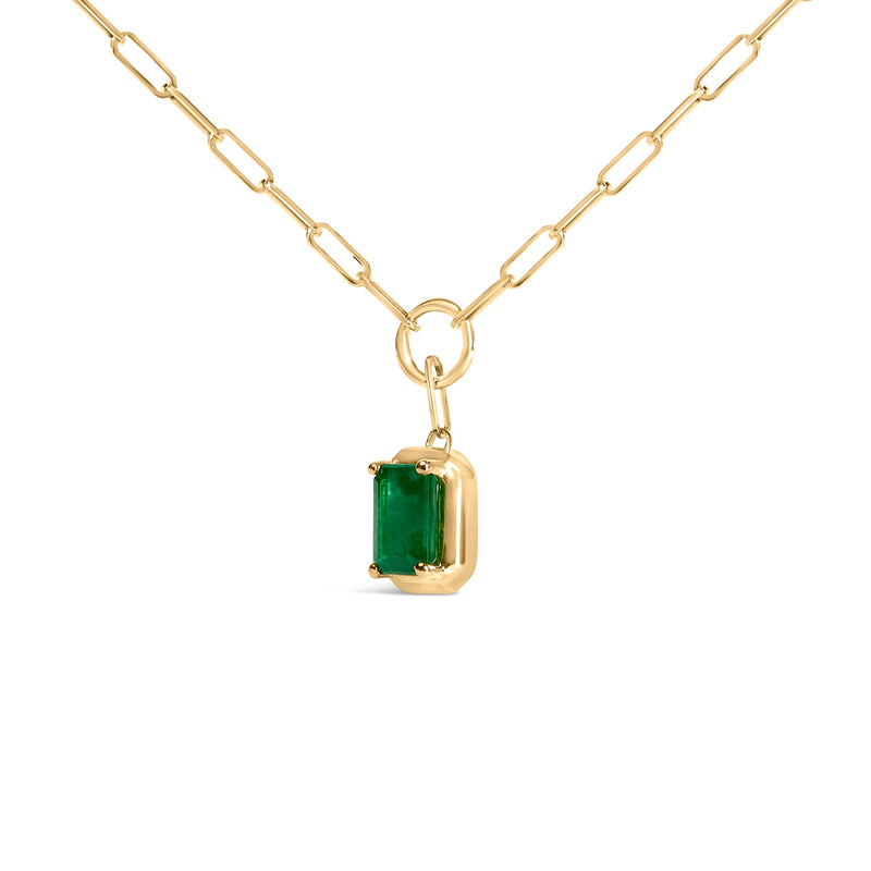 Bids.com 10K Yellow Gold Emerald Cut 6x4 MM Green Emerald Solitaire Pendant Necklace - 18 inch Necklaces White Smoke Yellow.Gold / 18