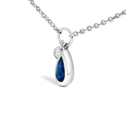 Bids.com 10K White Gold 6x4 mm Pear Blue Sapphire and Diamond  Accent Charm Pendant Necklace - 18" Inches Necklaces White Smoke White.Gold / 18