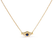 Bids.com 10K Yellow Gold Blue Sapphire and Diamond Accented Evil Eye 18" Inch Pendant Necklace (H-I Color, I1-I2 Clarity) Necklaces White Smoke Yellow.Gold / 18