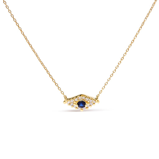Bids.com 10K Yellow Gold Blue Sapphire and Diamond Accented Evil Eye 18" Inch Pendant Necklace (H-I Color, I1-I2 Clarity) Necklaces White Smoke Yellow.Gold / 18