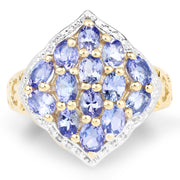 Bids.com 14K Yellow Gold Plated 2.38 Carat Genuine Tanzanite .925 Sterling Silver Ring Rings White Smoke size 7.00,size 8.00,size 6.00,size 9.00