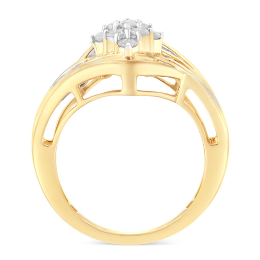 Bids.com 10K Yellow Gold Diamond Bypass Cluster Ring (1 Cttw, I-J Color, I2-I3 Clarity) - Size 7 Rings White Smoke 6 / Yellow.Gold,6.5 / Yellow.Gold,7.5 / Yellow.Gold,8 / Yellow.Gold,7 / Yellow.Gold