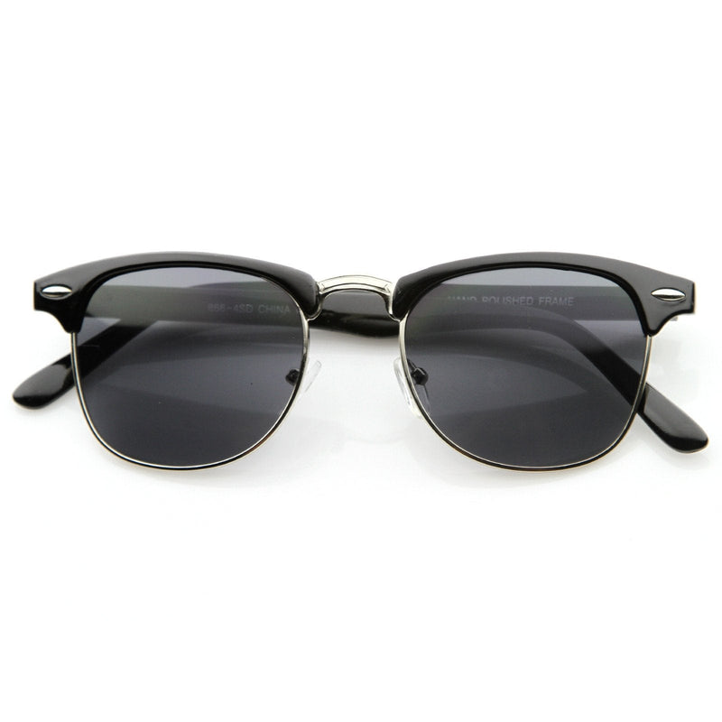 zeroUV Indie Half Frame Horned Rim Vintage Inspired Sunglasses 2934 Sunglasses White Smoke Black Silver Smoke,Tortoise Gold Smoke,Black Gold Smoke,Tortoise Gold Amber,Tortoise Gold G15,Matte Black G15,Black Gold G15,Black Gold Lavender,Black Brown