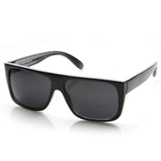 zeroUV Mens Retro Super Flat Top Aviator Square Sunglasses 8685 Sunglasses White Smoke Black