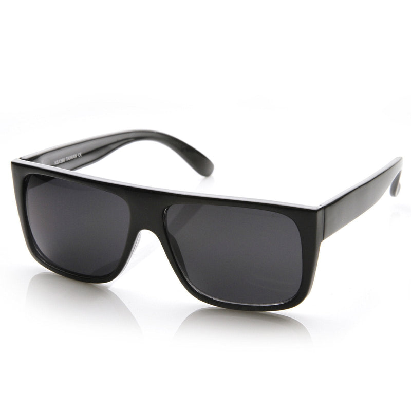 zeroUV Mens Retro Super Flat Top Aviator Square Sunglasses 8685 Sunglasses White Smoke Black
