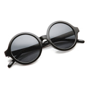 zeroUV Retro Sleek Large Round Fashion Sunglasses 8704 Sunglasses White Smoke Solid Black,Solid Tortoise,Brown,Smoke,Tortoise Clear,Black Clear