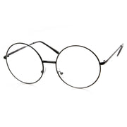 zeroUV 1920's Vintage Era Large Round Metal Clear Lens Glasses 8714 Glasses White Smoke Black