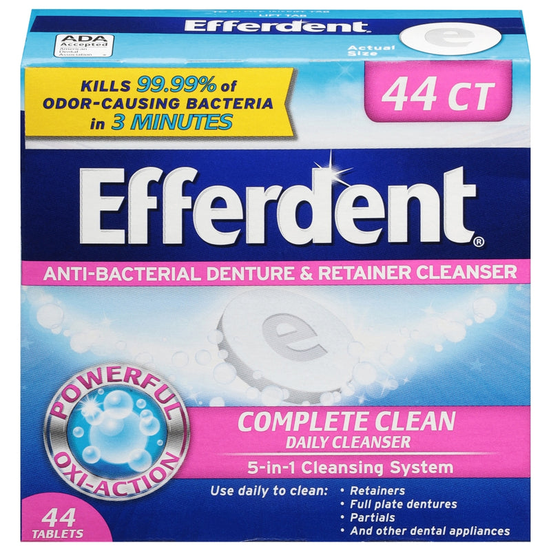 Efferdent Efferdent Retainer & Denture Cleaner Tablets, Complete Clean Dentures Light Gray