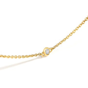 Bids.com 14K Yellow Gold Bezel Set Alternating Green Emerald and Diamond Station Necklace - 18" Inches Necklaces White Smoke Yellow.Gold / 18