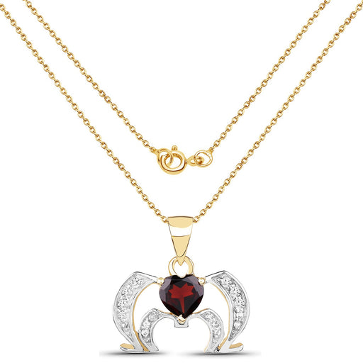 Bids.com 14K Yellow Gold Plated 1.05 Carat Genuine Garnet and White Topaz .925 Sterling Silver Pendant Pendants White Smoke