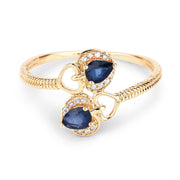 Bids.com 0.34 Carat Genuine Blue Sapphire and White Diamond 14K Yellow Gold Ring Rings White Smoke size 5.00,size 6.00,size 7.00,size 8.00,size 9.00