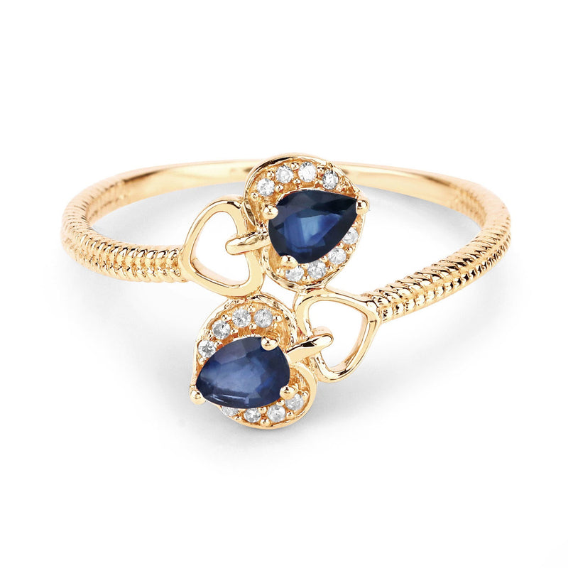 Bids.com 0.34 Carat Genuine Blue Sapphire and White Diamond 14K Yellow Gold Ring Rings White Smoke size 5.00,size 6.00,size 7.00,size 8.00,size 9.00