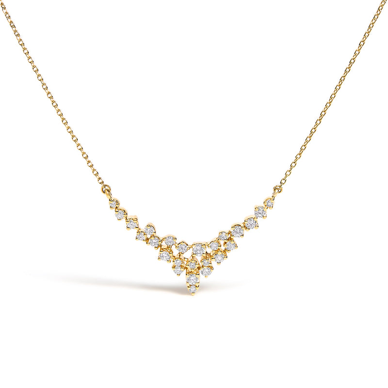 Bids.com 14K Yellow Gold 1/2 Cttw Diamond Scattered "V" Necklace (I-J Color, SI2-I1 Clarity) - 18" Inches Necklaces White Smoke Yellow.Gold / 18