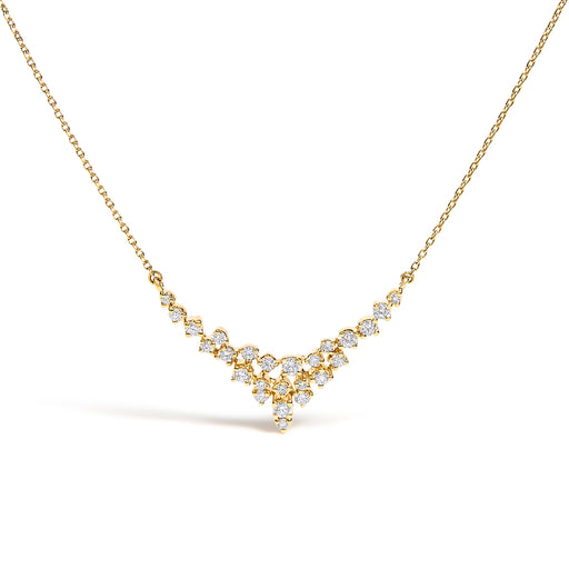 Bids.com 14K Yellow Gold 1/2 Cttw Diamond Scattered "V" Necklace (I-J Color, SI2-I1 Clarity) - 18" Inches Necklaces White Smoke Yellow.Gold / 18
