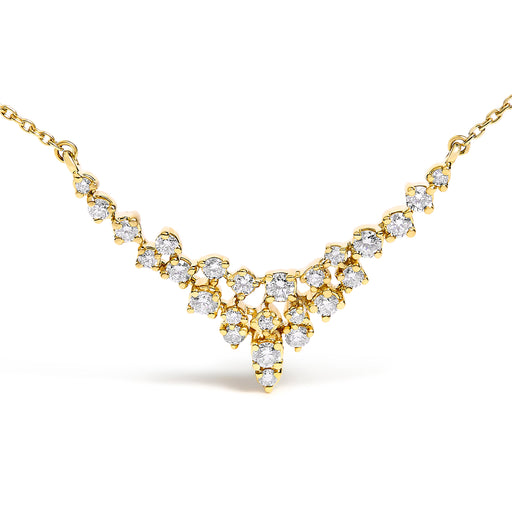Bids.com 14K Yellow Gold 1/2 Cttw Diamond Scattered "V" Necklace (I-J Color, SI2-I1 Clarity) - 18" Inches Necklaces White Smoke Yellow.Gold / 18