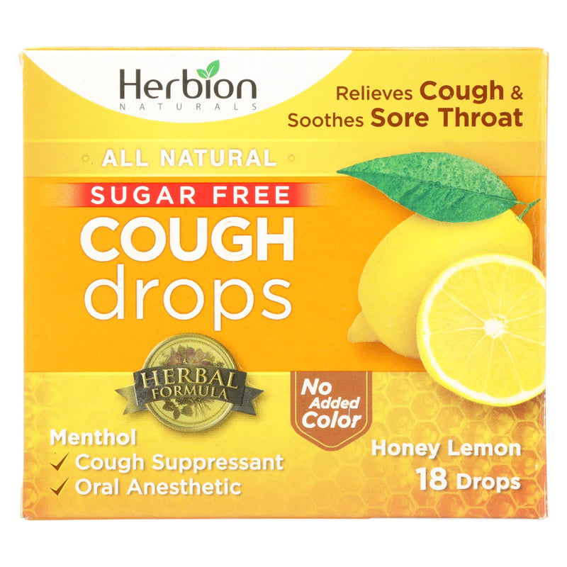 Herbion Naturals Herbion Naturals Cough Drops, Sugar Free, Honey Lemon, 18 Drops Respiratory Care Light Goldenrod