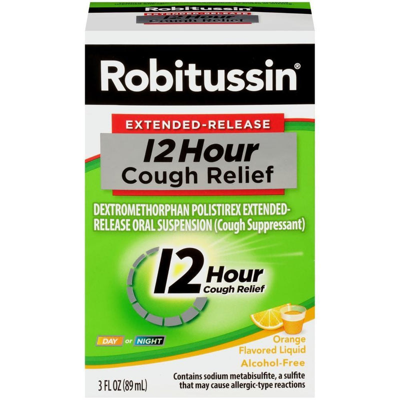 Robitussin Robitussin Extended Release Orange Flavored Liquid 12 Hour Cough Relief 3 Oz Health & Beauty Black