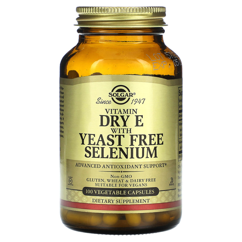 Solgar Solgar Vitamin Dry E With Yeast Free Selenium, 100 Vegetable Capsules Vitamins & Supplements White Smoke