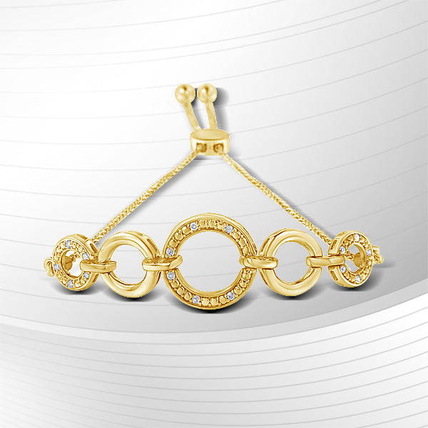 Bids.com 10K Yellow Gold over .925 Sterling Silver Diamond Accented Graduated Infinity Open Circle 6â€-9â€ Adjustable Bolo Bracelet Bracelets White Smoke Yellow.Sterling Silver / 7