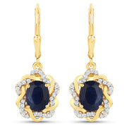 Bids.com 3.46 Carat Genuine Blue Sapphire and White Topaz .925 Sterling Silver Earrings Earrings White Smoke