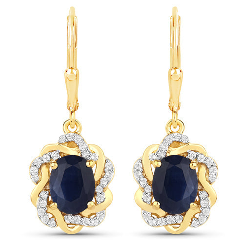 Bids.com 3.46 Carat Genuine Blue Sapphire and White Topaz .925 Sterling Silver Earrings Earrings White Smoke