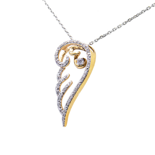 Bids.com 10K Yellow Gold over .925 Sterling Silver 1/4 Cttw Diamond Angel Wing 18" Pendant Necklace (H-I Color, I1-I2 Clarity) Necklaces White Smoke Yellow.Sterling Silver / 18