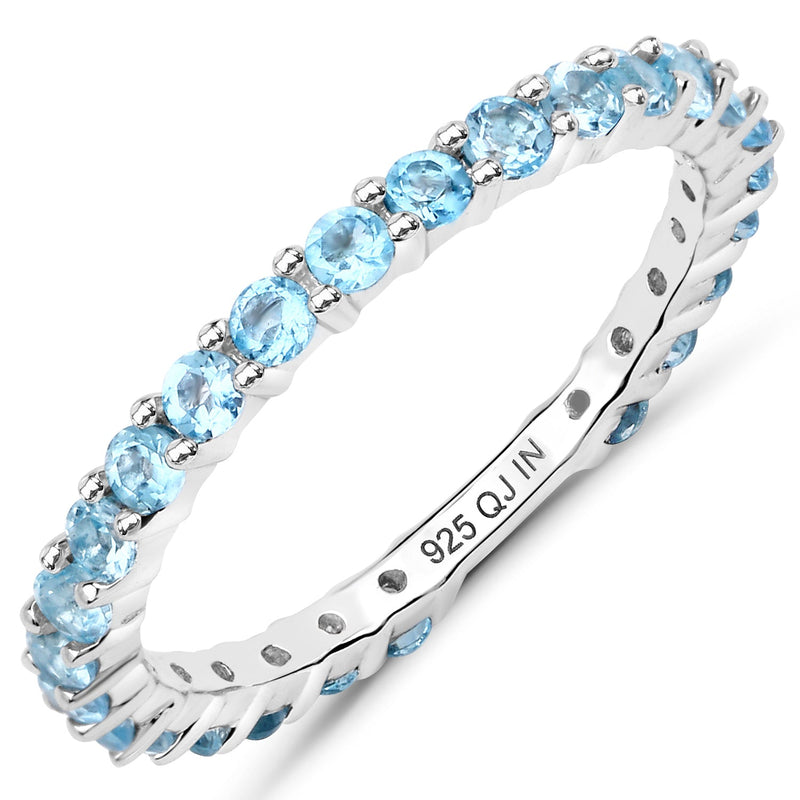 Bids.com 0.94 Carat Genuine Swiss Blue Topaz .925 Sterling Silver Ring Rings White Smoke size 7.00,size 6.00,size 8.00,size 5.00,size 9.00