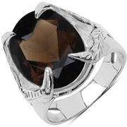 Bids.com 7.80 Carat Genuine Smoky Quartz .925 Sterling Silver Ring Rings White Smoke size 7.00,size 8.00,size 6.00,size 9.00