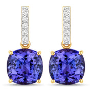 Bids.com 5.64 Carat Genuine Tanzanite and White Diamond 14K Yellow Gold Earrings Earrings White Smoke