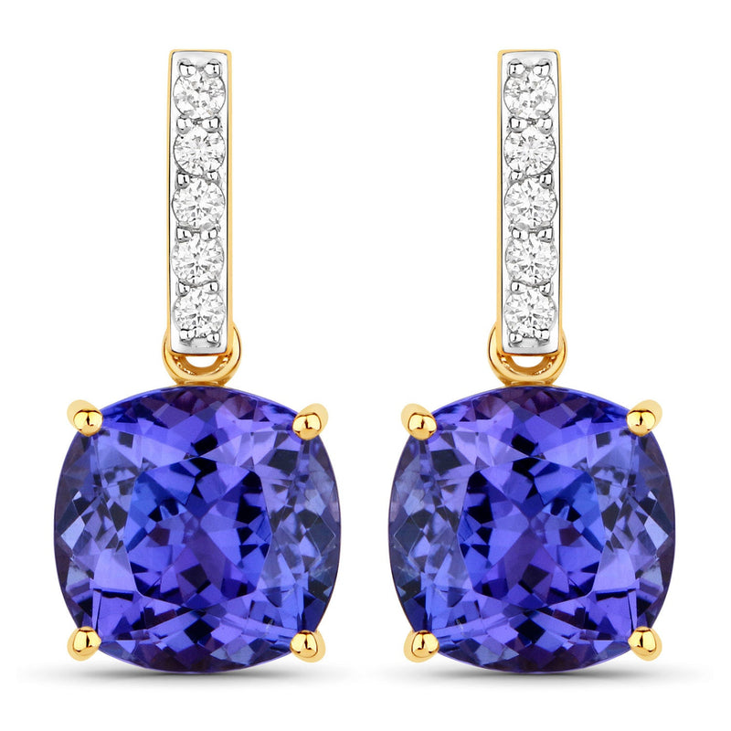 Bids.com 5.64 Carat Genuine Tanzanite and White Diamond 14K Yellow Gold Earrings Earrings White Smoke
