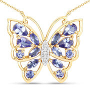 Bids.com 2.76 Carat Genuine Tanzanite and White Zircon .925 Sterling Silver Necklace Necklaces White Smoke