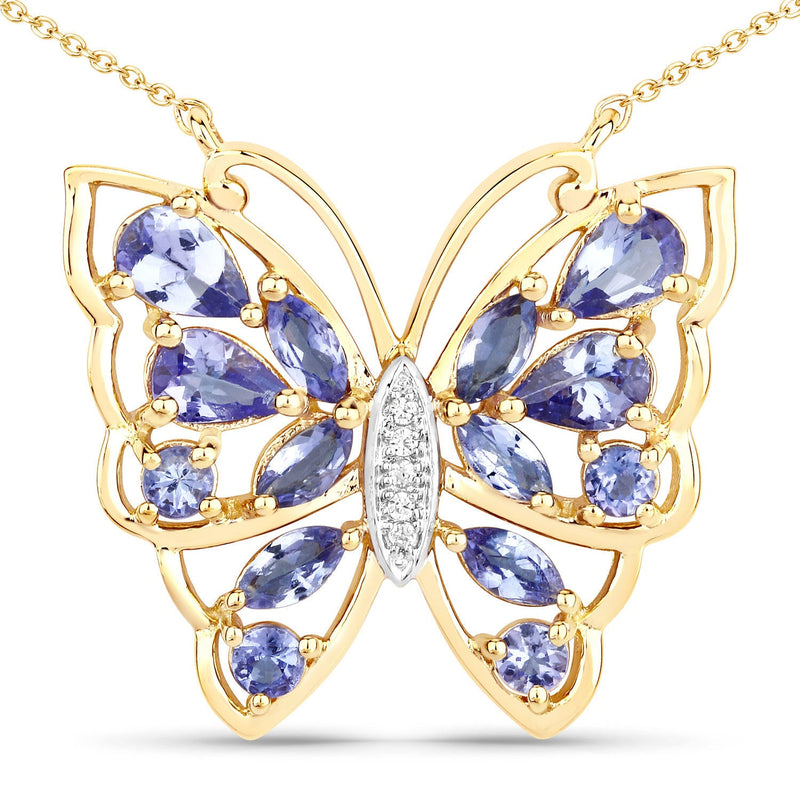 Bids.com 2.76 Carat Genuine Tanzanite and White Zircon .925 Sterling Silver Necklace Necklaces White Smoke