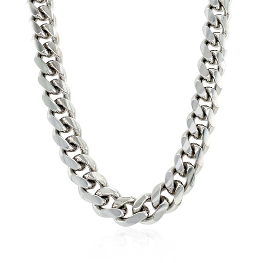 Bids.com Sterling Silver Rhodium Plated Miami Cuban Chain 8.4mm Necklaces White Smoke 22 / Sterling Silver,24 / Sterling Silver,26 / Sterling Silver