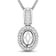 Bids.com 0.22 Carat Genuine White Diamond 14K White Gold Semi Mount Pendant - holds 9x7mm Oval Gemstone Pendants White Smoke