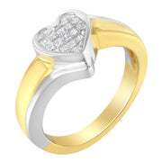 Bids.com 14K Two-Toned Gold Princess-Cut Diamond Heart Promise Ring (1/4 Cttw, H-I Color, I1-I2 Clarity) - Size 6 Rings White Smoke 7 / 14k Yellow and White Gold,6 / YellowWhite.Gold