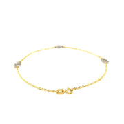 Bids.com 14k Two Tone Gold Entwined Heart Stationed Anklet Accessories White Smoke 10 / Two-Tone Gold